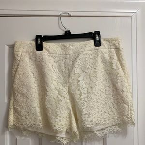 Express cream lace shorts. Size 10